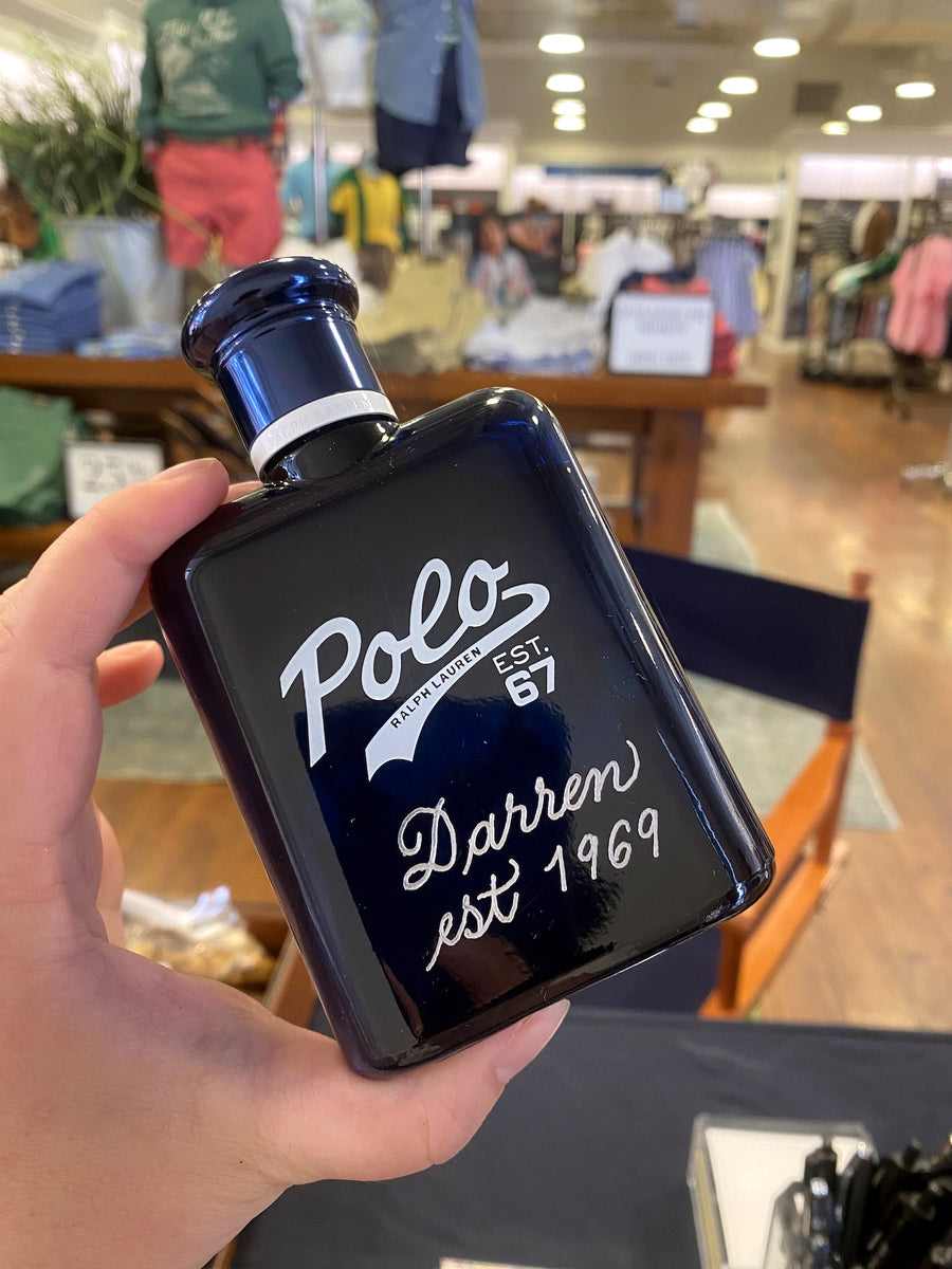Polo Ralph Lauren fragrance gift set featuring personalized monogram engraving for a luxury Father's Day celebration.